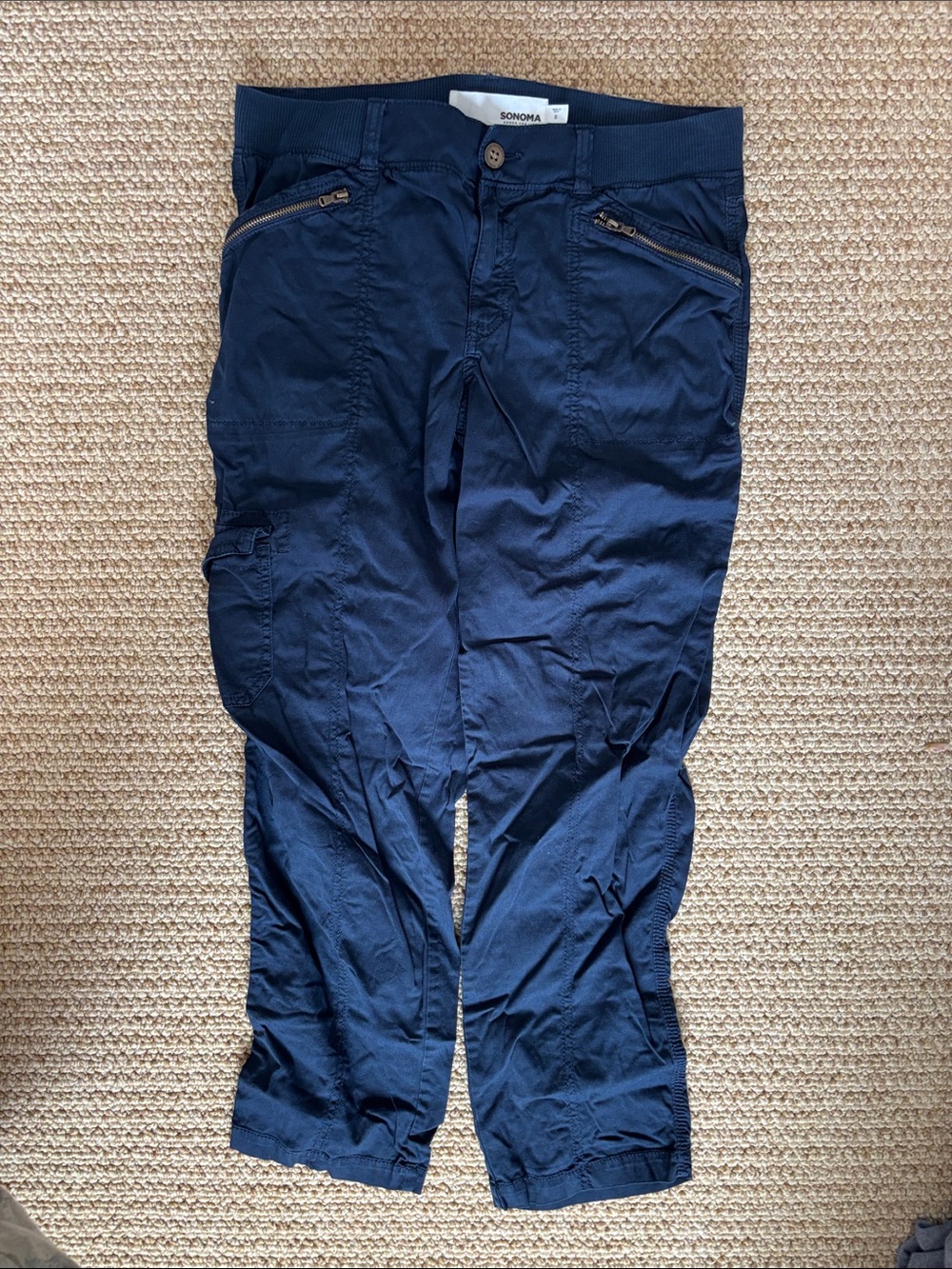 Sonoma Dark Navy Zip-Pocket Track Joggers